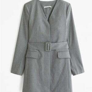 Elegant Gray Pinstripe Dress